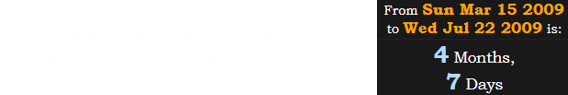 The episode aired 4 months, 7 days before the only total eclipse of 2009: