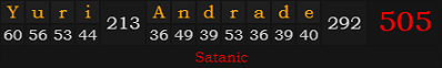 "Yuri Andrade" = 505 (Satanic)