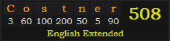 "Costner" = 508 (English Extended)