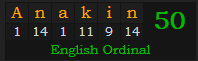 "Anakin" = 50 (English Ordinal)