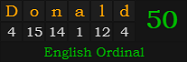 "Donald" = 50 (English Ordinal)