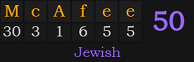 "McAfee" = 50 (Jewish)