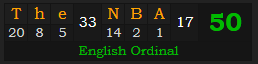 "The NBA" = 50 (English Ordinal)