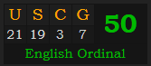 "USCG" = 50 (English Ordinal)