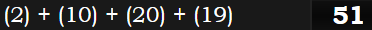 (2) + (10) + (20) + (19) = 51