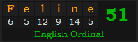 "Feline" = 51 (English Ordinal)