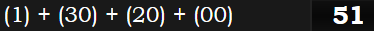 (1) + (30) + (20) + (00) = 51