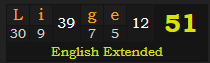 "Liège" = 51 (English Extended)