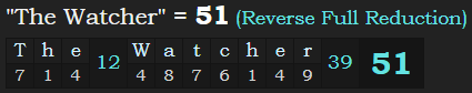 "The Watcher" = 51 (Reverse Full Reduction)