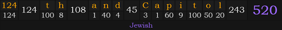 "124th and Capitol" = 520 (Jewish)