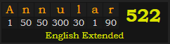 "Annular" = 522 (English Extended)