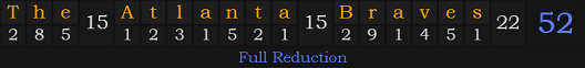 "The Atlanta Braves" = 52 (Full Reduction)