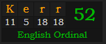 "Kerr" = 52 (English Ordinal)