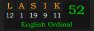 "LASIK" = 52 (English Ordinal)