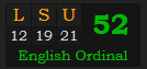 "LSU" = 52 (English Ordinal)