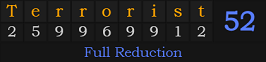 "Terrorist" = 52 (Full Reduction)