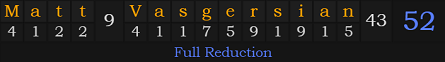 "Matt Vasgersian" = 52 (Full Reduction)