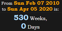 530 Weeks
