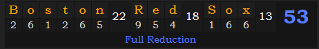 "Boston Red Sox" = 53 (Full Reduction)