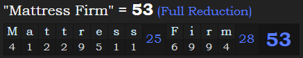 "Mattress Firm" = 53 (Full Reduction)
