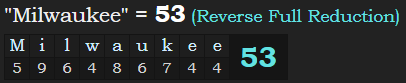 "Milwaukee" = 53 (Reverse Full Reduction)