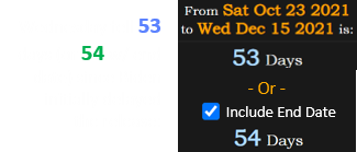 Wednesday fell 53 days (or 54 w/ end date) since Biden initially delayed the release: