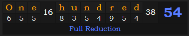 "One hundred" = 54 (Full Reduction)