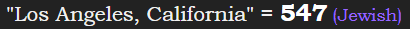 "Los Angeles, California" = 547 (Jewish)