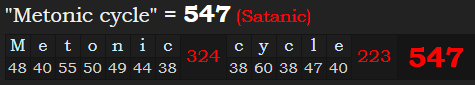 "Metonic cycle" = 547 (Satanic)