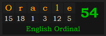 "Oracle" = 54 (English Ordinal)