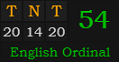 "TNT" = 54 (English Ordinal)
