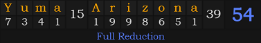 "Yuma, Arizona" = 54 (Full Reduction)