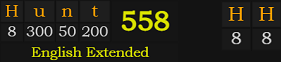 Hunt = 558 Extended and H.H. = 8-8