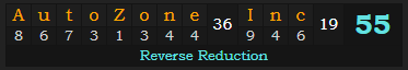"AutoZone, Inc" = 55 (Reverse Reduction)