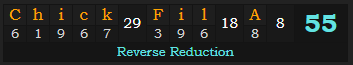 "Chick-Fil-A" = 55 (Reverse Reduction)