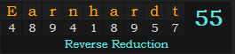 "Earnhardt" = 55 (Reverse Reduction)
