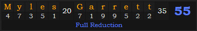 "Myles Garrett" = 55 (Full Reduction)