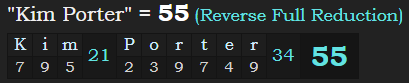 "Kim Porter" = 55 (Reverse Full Reduction)