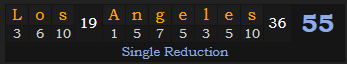 "Los Angeles" = 55 (Single Reduction)