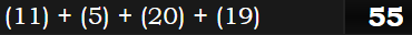 (11) + (5) + (20) + (19) = 55