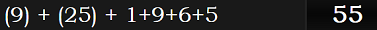 (9) + (25) + 1+9+6+5 = 55