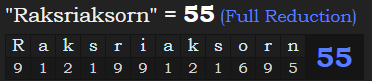 "Raksriaksorn" = 55 (Full Reduction)