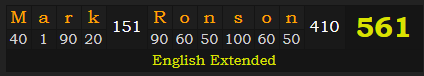 "Mark Ronson" = 561 (English Extended)