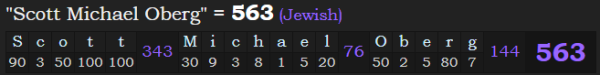 "Scott Michael Oberg" = 563 (Jewish)