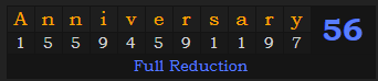 "Anniversary" = 56 (Full Reduction)