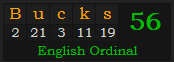 "Bucks" = 56 (English Ordinal)