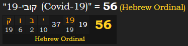 "קובי-19 (Covid-19)" = 56 (Hebrew Gematria)