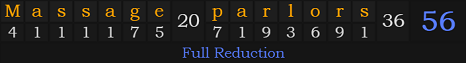 "Massage parlors" = 56 (Full Reduction)