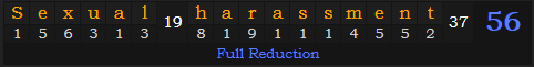 "Sexual harassment" = 56 (Full Reduction)