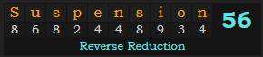 "Suspension" = 56 (Reverse Reduction)
